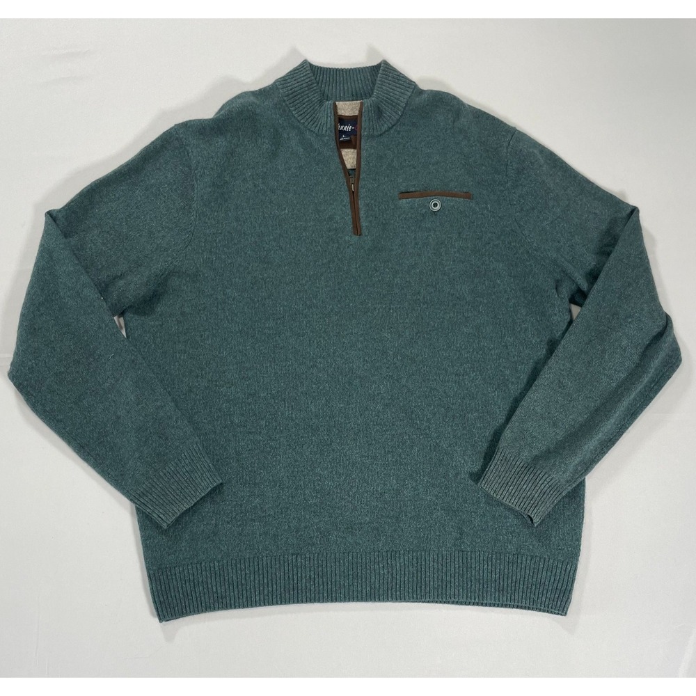 Johnnie-O Mens XL Forest Merino Wool Yak Blend Quarter Zip Sweater JMSW1270